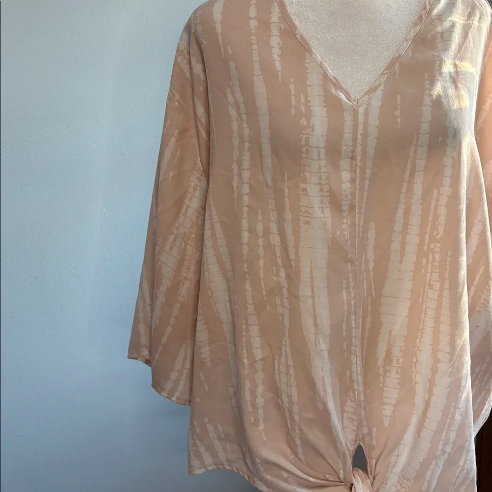 [Mud Pie] Light Peach Tie-Front Blouse - Size Medium/Large